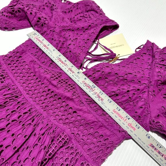 Cynthia Rowley Fit & Flare Mini Dress Women's 6 Purple Eyelet Embroidered NWT - Picture 8 of 11